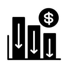 Chart Down Arrow Glyph Icon