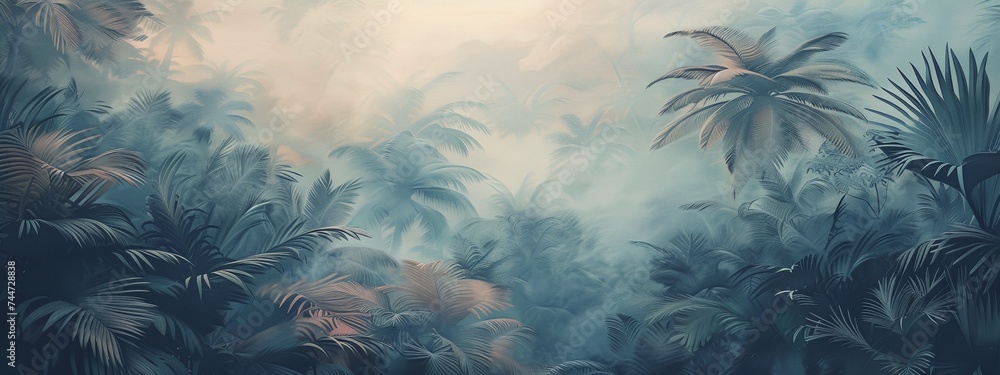 Canvas Prints a painting of a jungle