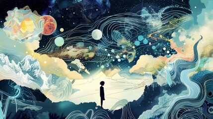 Unlocking potential: inspiring digital illustration of a mind map visualizing personal goals, values, and aspirations