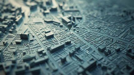  Discover the world: isometric city map with gps pins on black background - vector illustration for urban navigation and travel concepts