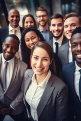 A group of business people posing for a professional picture. Suitable for business and teamwork concepts
