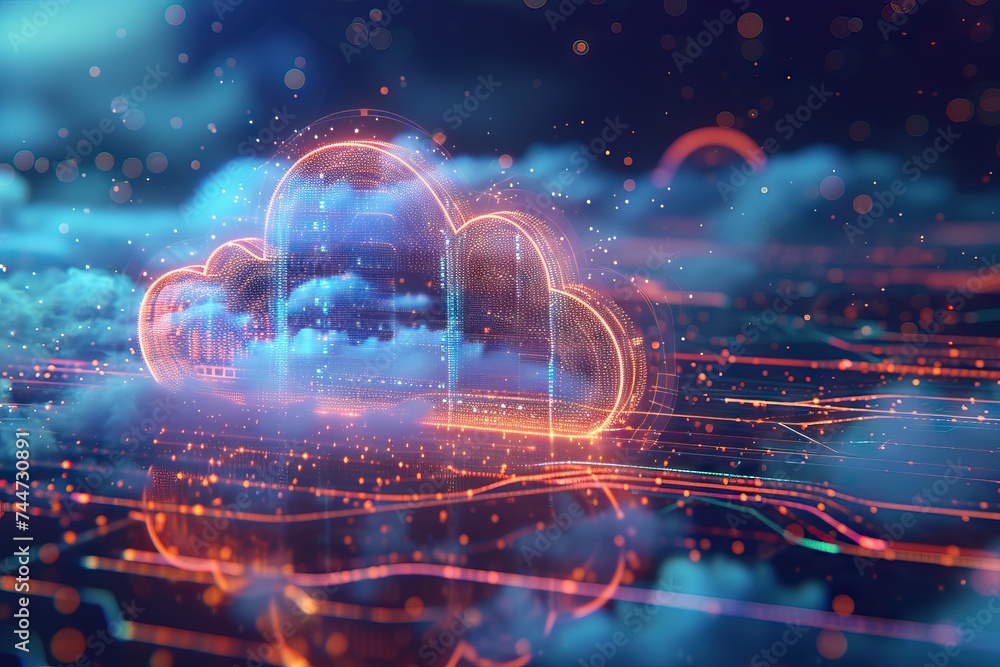 Poster futuristic cloud computing concept image