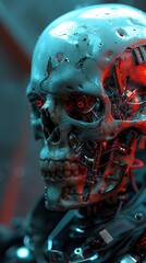 Cybernetic skull close-up with futuristic details