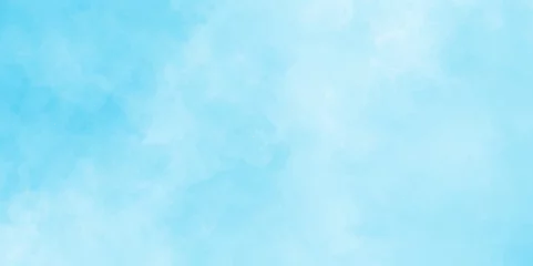 Deurstickers Abstract summer seasonal Sky clouds of different colors and shapes, Simple blue color watercolor vector background, The summer is colorful clearing day Good weather with natural clouds.  © FLOATING HEART