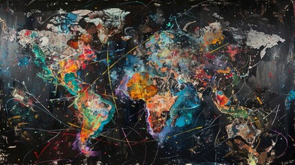 Global connectivity: captivating abstract world network illustration - ideal for tech, communication, and digital concepts