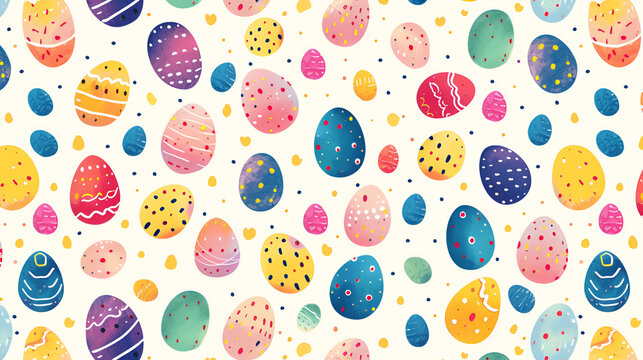 Colorful festive Easter eggs on a white background, illustration