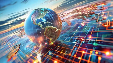 Dynamic global trade: vibrant world market and thriving electronics industry - explore the active pulse of international commerce