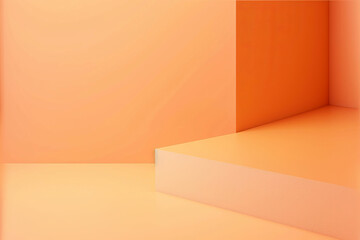 Modern Minimalist Interior in Shades of Orange, Abstract Design