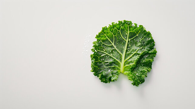 a studio photo of a single, fresh Kale  vegetable, isolated on a clear white background