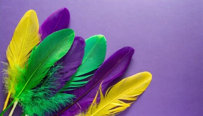 feathers on a purple background suitable for design with copy space mardi gras celebration