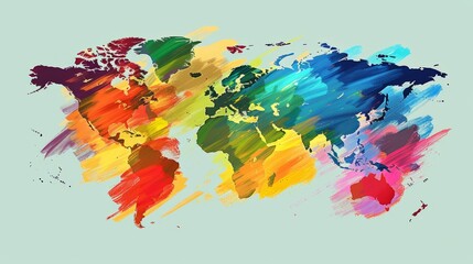 Vibrant vector world map: explore the diversity of continents in this colorful political map – perfect for educational materials, presentations, and global-themed designs 
