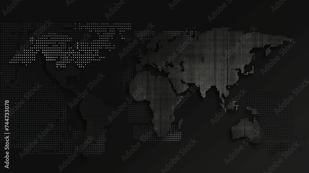 Poster abstract halftone world map design with eerie dotted pattern - detailed vector illustration for grap