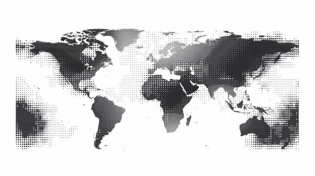 Abstract halftone world map design with eerie dotted pattern - detailed vector illustration for graphic projects - Powered by Adobe