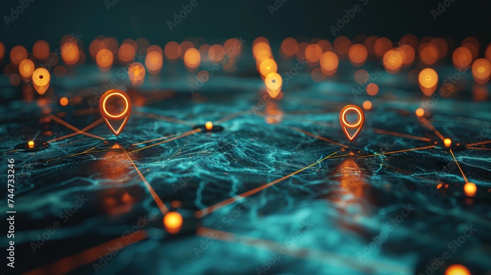 Poster digital network connections with geolocation pins