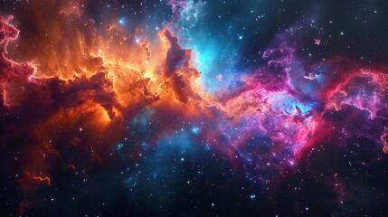 Cosmic nebula explosion in vivid colors
