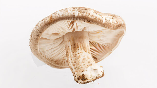 a studio photo of a single, fresh Mushroom vegetable, isolated on a clear white background