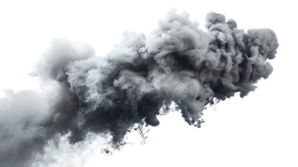 Gray smoke element isolated on white background, png