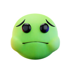 Naklejka premium 3D render of disgusting, vomit face emoji 3D illustration