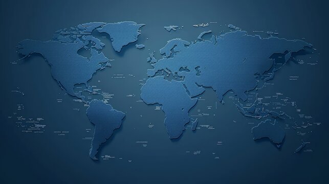Explore the world: high-detailed political map in mercator projection - simple flat vector illustration available on adobe stock