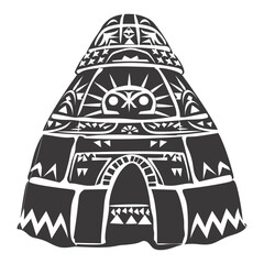 Silhouette igloo the Eskimo tribal House black color