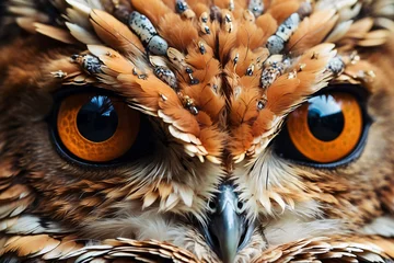 Zelfklevend Fotobehang The owl face up close is really cool © IOLA