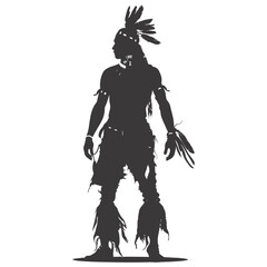 Fototapeta premium Silhouette native american man black color only full