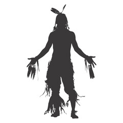 Fototapeta premium Silhouette native american man black color only full