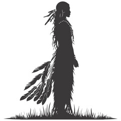 Silhouette native american woman black color only full body