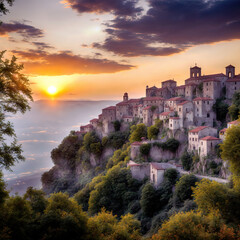Buildings of little medieval city of Grotte di Castro, Lazio, Italy- italy - obrazy, fototapety, plakaty