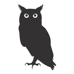 Silhouette owl animal black color only full body 