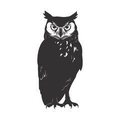 Fototapeta premium Silhouette owl animal black color only full body 
