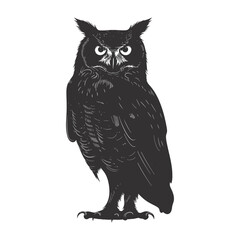 Obraz premium Silhouette owl animal black color only full body 