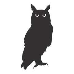 Fototapeta premium Silhouette owl animal black color only full body 