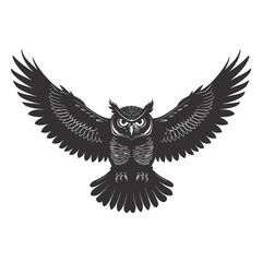 Obraz premium Silhouette owl animal fly black color only full body 