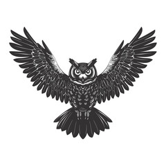 Obraz premium Silhouette owl animal fly black color only full body 