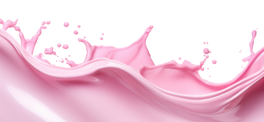 Splashing pink milky liquid similar to smoothie, yogurt or cream, cut out