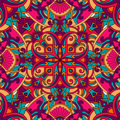 Seamless floral pattern with mandala vector illustration