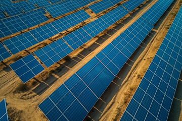 Solar panel on a solar farm Natural energy is a clean energy and has little impact on the community.