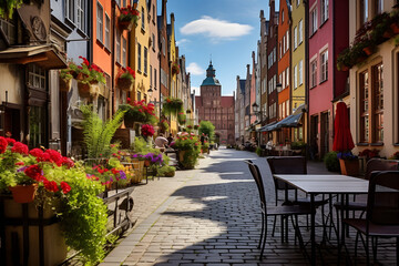 Fototapeta na wymiar Stunning Capture of the Picturesque and Historical Gdansk Old Town with its Traditional Polish Architecture
