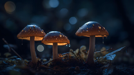  fungi and mushrooms with bokeh lights
