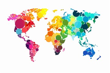 3D paper world map puzzle, colorful continents, international dialogue concept