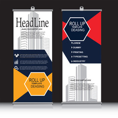 roll up brochure flyer banner design vertical template vector, abstract geometric background, modern x-banner and flag-banner,rectangle size.