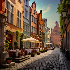 Fototapeta na wymiar Stunning Capture of the Picturesque and Historical Gdansk Old Town with its Traditional Polish Architecture