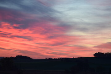 colorful dawn in winter