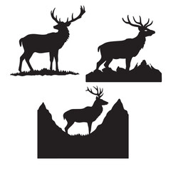 Deer silhouettes vector illustration. with fully editable 