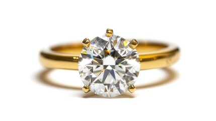 Yellow Gold Ring With Round Cut Diamond
