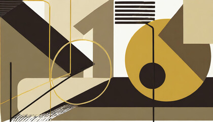 Geometric abstract art, texture, geometric shapes, beige, brown, yellow, black, perfect match and trend decorate your home or office