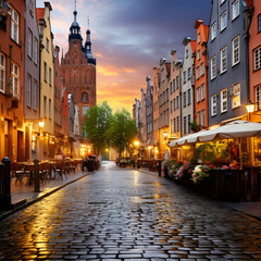 Stunning Capture of the Picturesque and Historical Gdansk Old Town with its Traditional Polish...