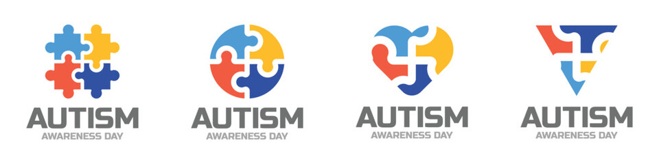 Obraz premium Set of Logo designs for World autism awareness day