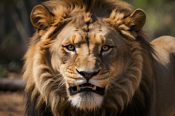 Lion face close up